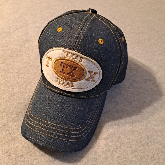 TEXAS hat blue denim adjustable cap - 100% cotton Embroidered Patch - Picture 1 of 7